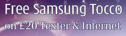 FREE Samsung F480 Tocco on £20 Texter with Internet